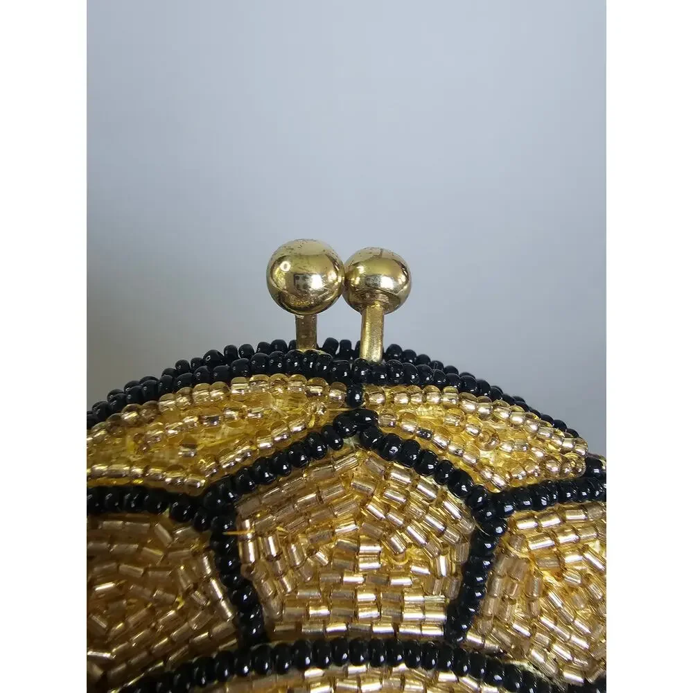 Vintage Handmade Nano Beaded Turtle Clutch 1940s